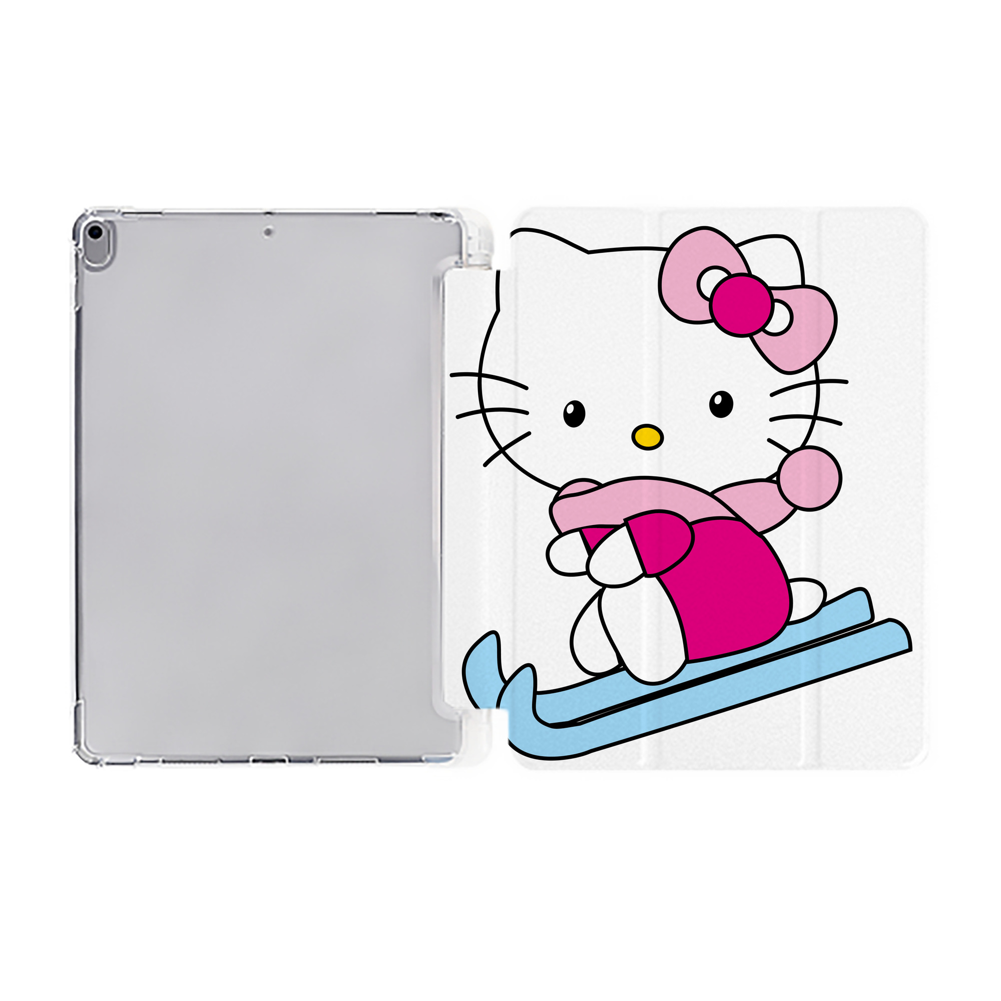 （画像用） Hello Kitty ハローキティ IPad ケース ペン収納付き 三つ折りスタンド PUレザー×シリコン 対応機種9.5/10.5/10.9インチ